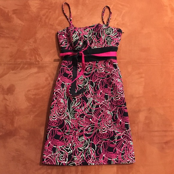 Ann Taylor Loft Black and Pink Dress 00