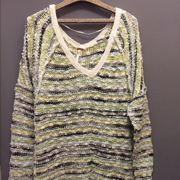 Free People multicolor boucle sweater size medium