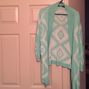 Mint and cream Aztec cardigan