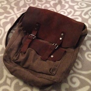 Leather and canvas vintage backpack