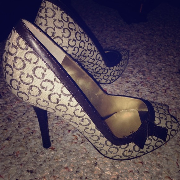 Brown Peep toe G By Guess heels