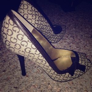 Brown Peep toe G By Guess heels