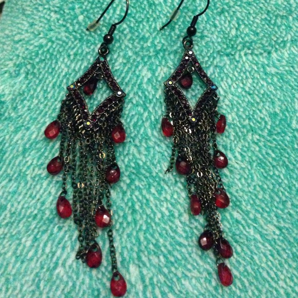 Red and black earrings