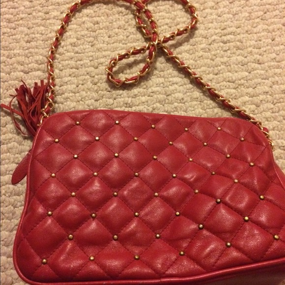 Red Vintage Leather shoulder purse