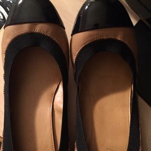 J crew brown and black ballet flats