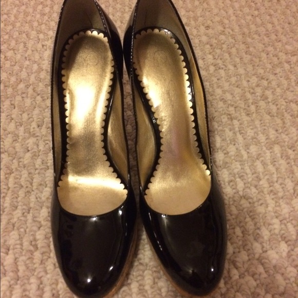 Jessica Simpson black cork heels