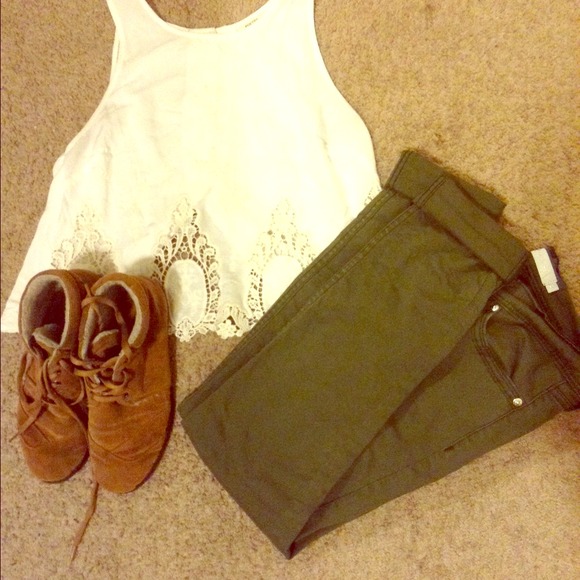 Olive green skinny jeans