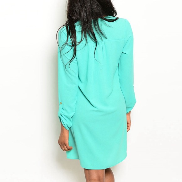 🆑 SALE‼️SEA FOAM CHIFFON TUNIC DRESS || - Picture 2 of 3