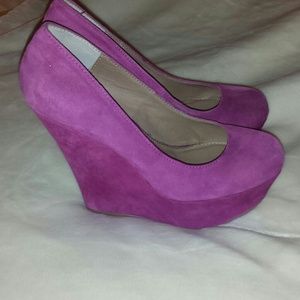 Steve madden wedge pink suede high heel pump