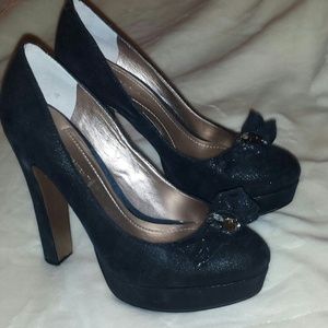 Bcbg black bow crystals pump high heel