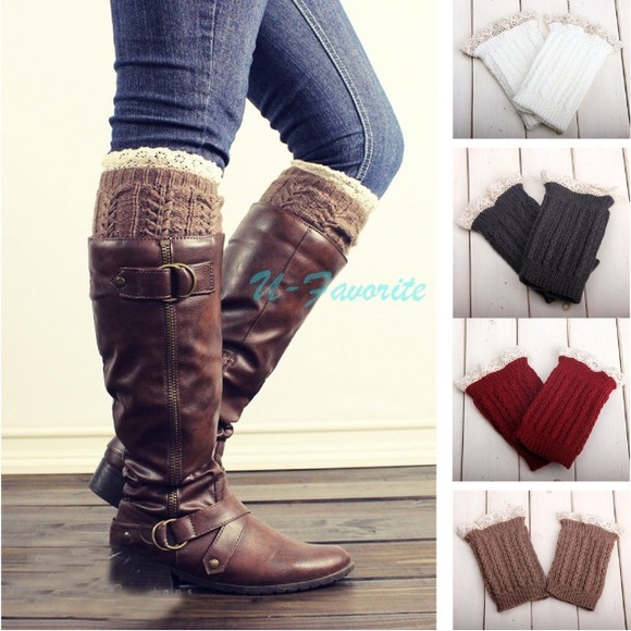 Cute Red Lace Boot Cuffs - Picture 2 of 3