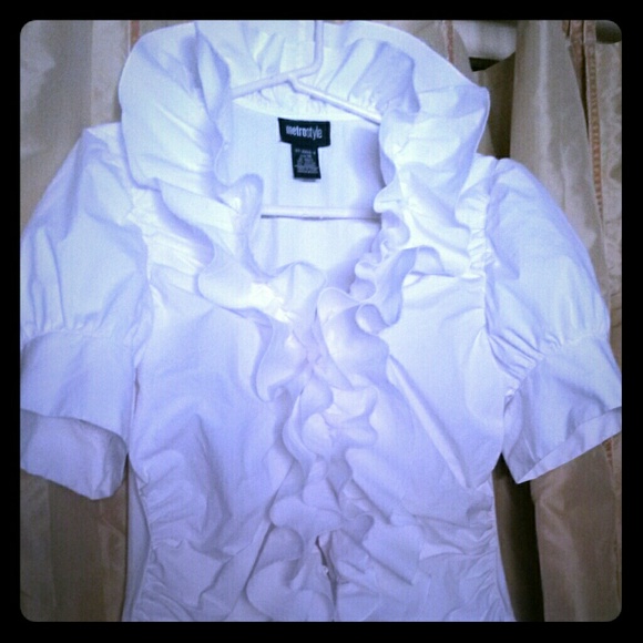 Metrostyle  Tops - White Ruffle Blouse