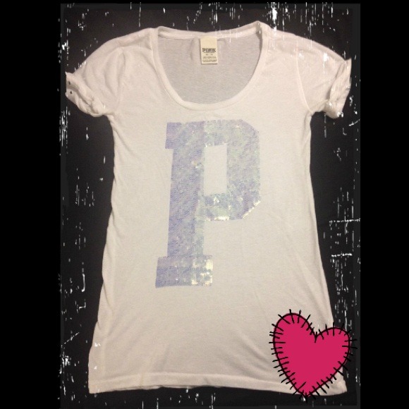 *SOLD*Pink by VS Bling White T-Shirt XS - Picture 2 of 4