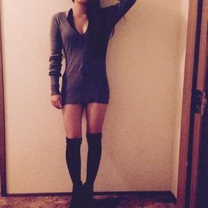 Grey Deep V Mini Dress