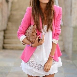 H&m pink golden button double breasted blazer