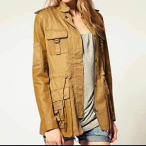Asos real leather sleeves parka military jacket co