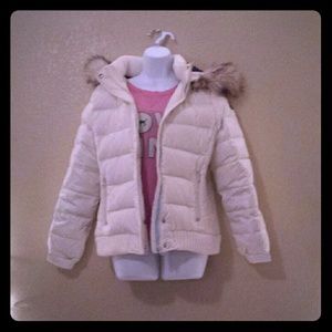 White puffy winter coat from AEO