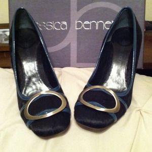 BLACK Animal Hair  & BLUE PATENT TRIM