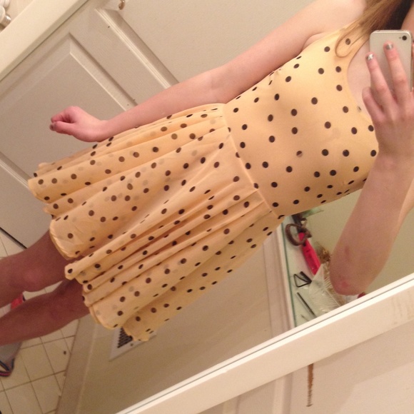 Polka dot fit and flare dress.