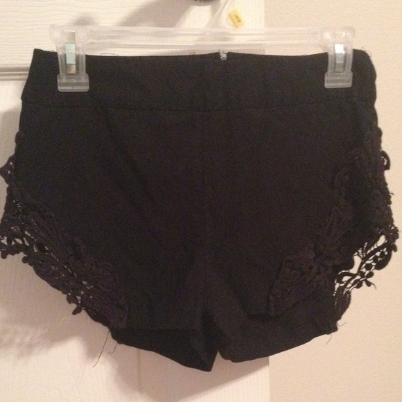 black high waisted shorts with lace sides