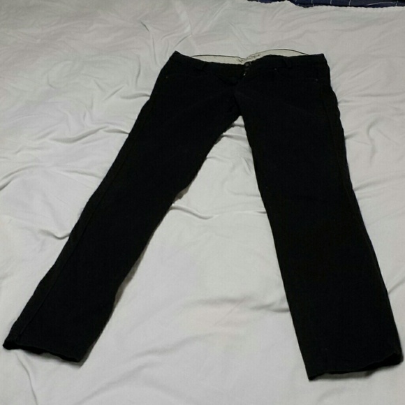 SOLD..Mango Black cotton stretch twill trousers