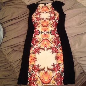 Forever 21 floral print body con dress