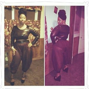 Harlem pants and leather belly shirt