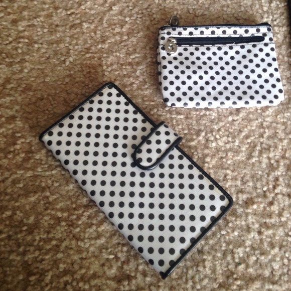 Polka dotted wallet and change purse