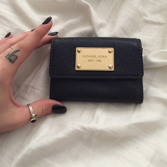 Michael Kors mini navy blue leather wallet