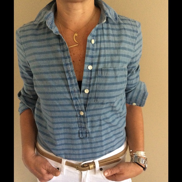 J.Crew striped denim popover
