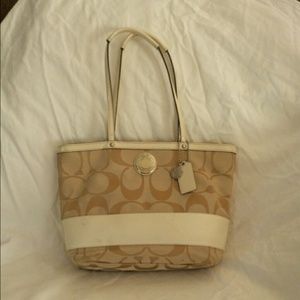Small Beige Coach Tote