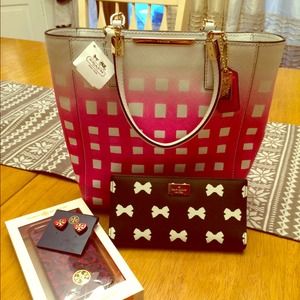 🆕 Coach Madison Gingham Saffiano Mini Ns Tote