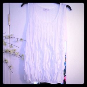 NWOT white ruffle sheer style tank