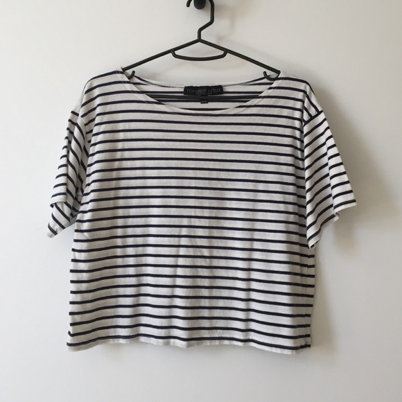 Topshop Petite Stripes Crop Top in Size 2