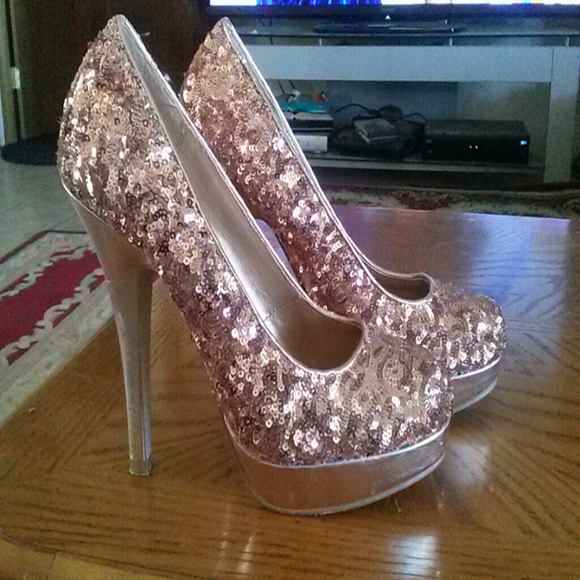 amazing rose gold sequence heels