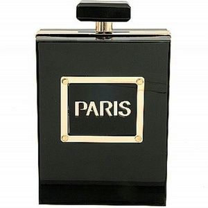 Perfume bottle shaped clutch with chain strap