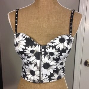 NWT floral studded spiked crop top bustier