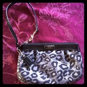 Authentic leopard Coach wristlet