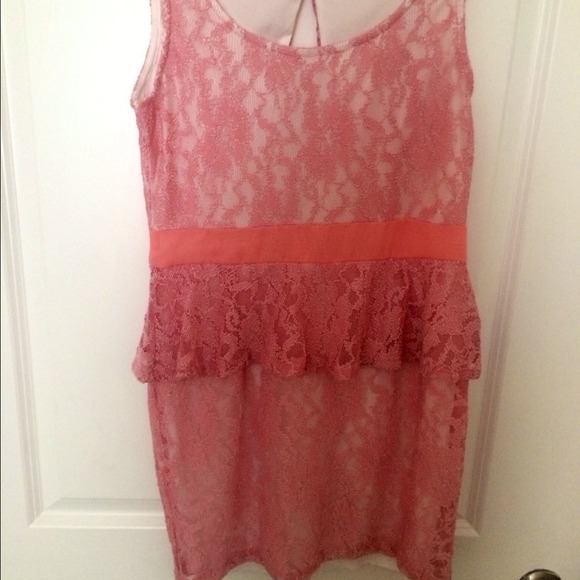 Pink Lace Peplum Dress