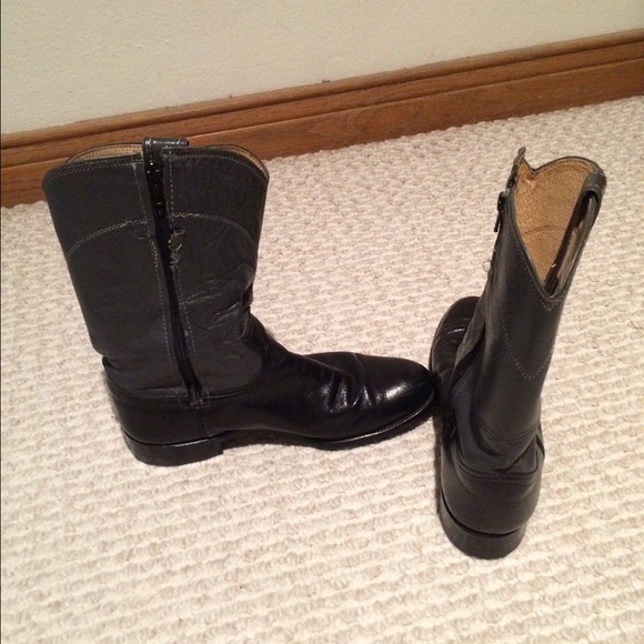 Black and grey two tone boots
