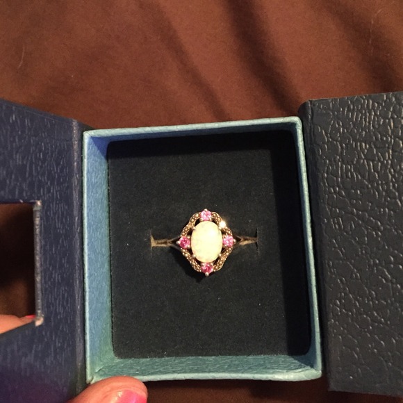 Size 6 sterling silver opal ring.