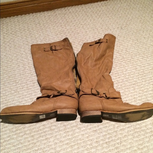 Brown faux leather boots