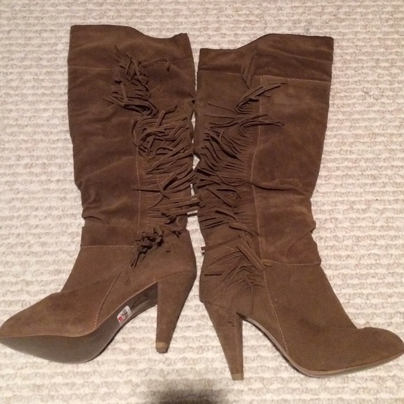 Faux suede brown boots