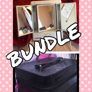 Conair Vanity lighted Mirror and makeup case bundl