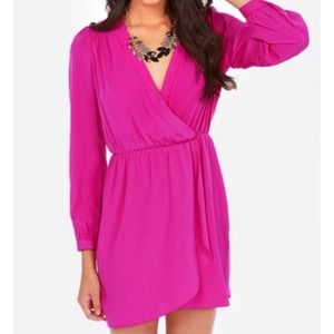 That's A Wrap Magenta Long Sleeve Dress