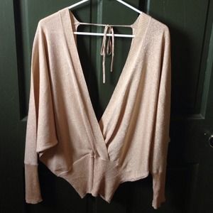 bebe Gold Silk Long Sleeve Top