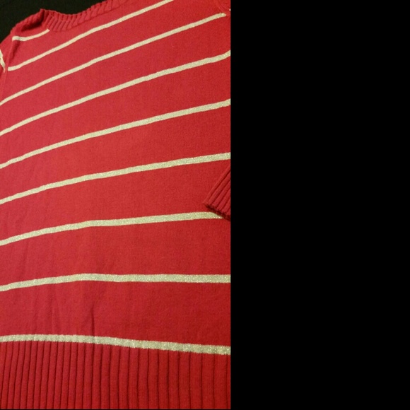Red Sweater with Gold Stripes - Picture 2 of 4
