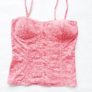 Coral crotchet crop top