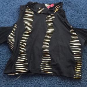 Gold and black print crop top
