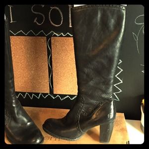 Tall back born leather boots